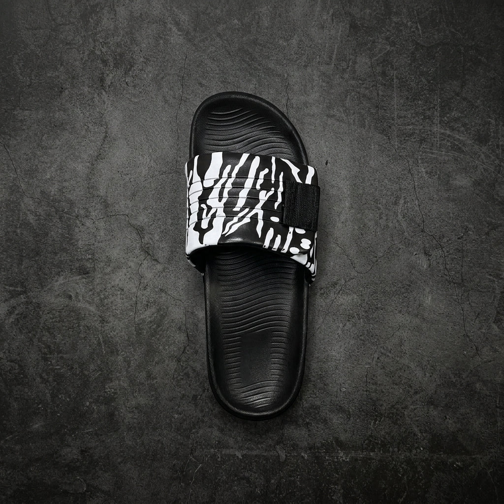 Zebra Nike Slides
