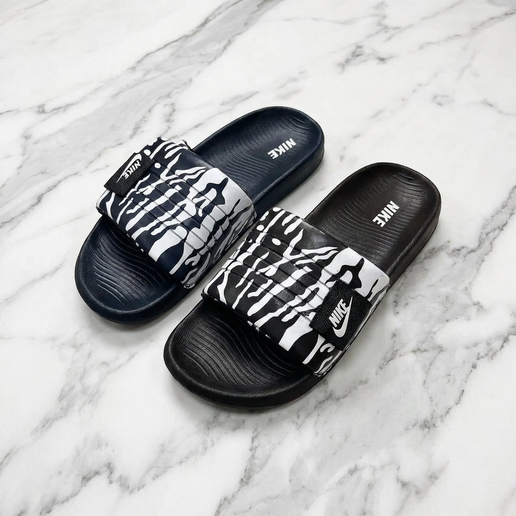 Zebra Nike Slides